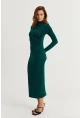 Kadın Zümrüt Yeşil Drape Maxi Elbise DMR377