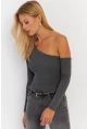 Kadın Antrasit Asimetrik Kollu Kaşkorse Bluz HOR1