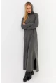 Kadın Antrasit Yakası Fermuarlı Maxi Sweat Elbise TF12