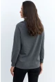 Kadın Antrasit Yakası Fermuarlı Sweatshirt TF11