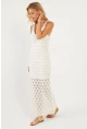 Kadın Beyaz Astarlı Triko Maxi Elbise KZ3211