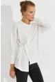 Kadın Beyaz Bağlamalı Sweatshirt Yİ2493