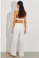 Kadın Beyaz Beli Lastikli Yarım Astarlı Brode Pantolon TW80018