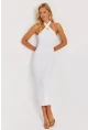 Kadın Beyaz Çapraz Yaka Triko Elbise YZ630