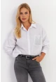 Kadın Beyaz Cepli Taşlı Gömlek ZER414