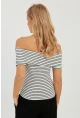 Kadın Beyaz Çizgili Madonna Bluz YZ1001