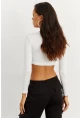 Kadın Beyaz Crop Bluz CG261