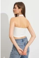 Kadın Beyaz Crop Bluz SE18