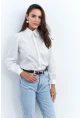 Kadın Beyaz Dantelli Balon Kol Gömlek MQS2492