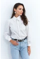 Kadın Beyaz Dantelli Balon Kol Gömlek MQS2492