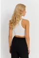 Kadın Beyaz Detaylı Crop Bluz AYD375