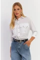 Kadın Beyaz Metal Detaylı Gömlek ASF13