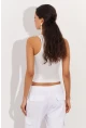 Kadın Beyaz Metalik Crop Bluz LPP1218