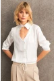 Kadın Beyaz Önü Pencereli Saten Gömlek ZER419
