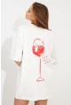 Kadın Beyaz Oversize Pijama T-Shirt TPG14