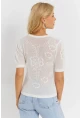 Kadın Beyaz Pointelle Triko Bluz KZ3197