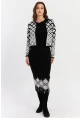 Kadın Beyaz-Siyah Desenli İkili Triko Takım NUV42