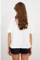 Kadın Beyaz Straslı Oversize T-Shirt TPG13