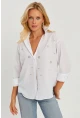 Kadın Beyaz Taşlı Gömlek SF2550
