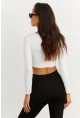 Kadın Beyaz V Yaka Crop Bluz CG265