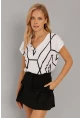 Kadın Beyaz V Yaka Desenli Bluz AYD293