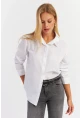 Kadın Beyaz Yakası Taşlı Gömlek ZER413