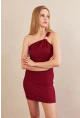 Kadın Bordo Aksesuarlı Mini Elbise FRY2315