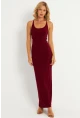 Kadın Bordo Ayarlanabilir Askılı Maxi Elbise MEN2004