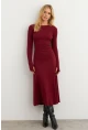 Kadın Bordo Bağlamalı Kaşkorse Midi Elbise MFRY2268