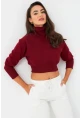 Kadın Bordo Balıkçı Crop Sweatshirt DY1469