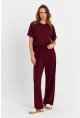 Kadın Bordo Basic Alt-Üst Pantolon Takım MRU6929