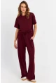 Kadın Bordo Basic Alt-Üst Pantolon Takım MRU6929