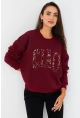 Kadın Bordo Baskılı Sweatshirt MPP6429