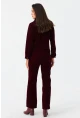 Kadın Bordo Beli Lastikli Kadife Pantolon CAR1076