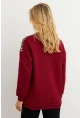 Kadın Bordo Bloklu Sweatshirt MST098