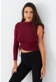 Kadın Bordo Büzülebilir Tek Kol Bluz CG390