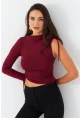 Kadın Bordo Büzülebilir Tek Kol Bluz CG390