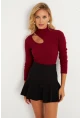 Kadın Bordo Çapraz Yaka Yarım Balıkçı Bluz B1404