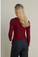 Kadın Bordo Desenli Büzgülü Bluz LPP1298