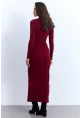 Kadın Bordo Drapeli Maxi Elbise MLİK12