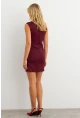 Kadın Bordo Drapeli Mini Elbise SE6