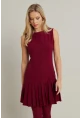 Kadın Bordo Etegi Pileli Mini Elbise FRY2265
