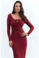 Kadın Bordo Kaşkorse Maxi Elbise EY1513