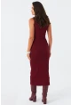 Kadın Bordo Kaşkorse Maxi Elbise EY2924