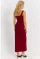 Kadın Bordo Kaşkorse Midi Elbise MK26