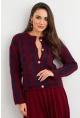 Kadın Bordo-Lacivert Düğme Detaylı Hırka ELT12022