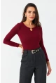 Kadın Bordo Önü Damla Kaşkorse Bluz GA100