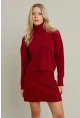Kadın Bordo Pileli Etekli Alt Üst Takım ELT12001