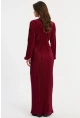 Kadın Bordo Pilise Maxi Elbise GÇ192