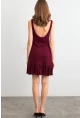 Kadın Bordo Sırtı Açık Mini Elbise HOR0050